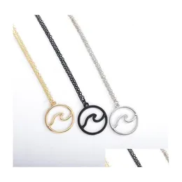 Colar de colar de onda para mulheres por atacado Jewellry Gift Ocean Sier Color Jewelry Simples Drop Pennd Delping Dhxam