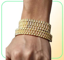 Andra armband Vinregem Hip Hop Rock 925 Sterling Silver 1216mm Created Moissanite Gemstone Luxury Men Chain Fine Jewelry Wholes2522807