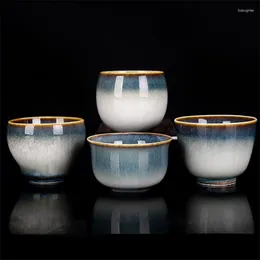 カップソーサーセラミックティーカップTemmoku Glaze Brushed Master Cup Office Small Tea Bowl Creative Water Porcelain Set Drinkware