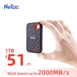 DRIVES NETAC PORTABLE SSD 1TB 2TB 500GB SSD 250GB محرك الحالة الصلبة المحمولة نوع محرك الأقراص الصلبة SSD لجهاز الكمبيوتر المحمول