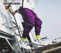 Jesień nowe kieszenie spodni ładunki mężczyźni Purple Purple Joggers Spodnie czarne spodnie dresowe streetwearne t2007047833374