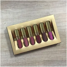 Läppglans makeup guld 6 färger födelsedag begränsad upplaga matt flytande läppstift läppgloss kit 6 st/set lipkit drop leverans hälsa skönhet dhivo