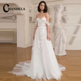 Chandela elegancka suknia ślubna ramię ukochana kalosza A-line suknia ślubna suknia nośna de Maraceme dostosowana do kobiet 240430