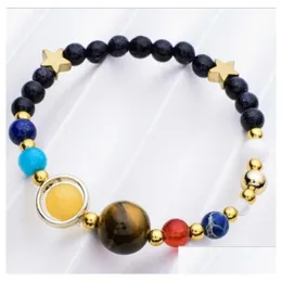 الكون بالخرز Galaxy The Eight Planets Bead Bead Strands Men Women Jewelry Star Beads Stretch Bracelet Drop