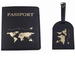 Kart tutucular PU deri pasaport kapağı bagaj etiketi erkekler için set