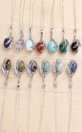 whole 20Pcs Classic Silver Plated Chain Mixed Stone Dragon Claw Round Beads Pendant Necklace Jewelry3919017