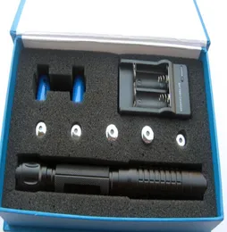 Most 200000m 5in1 450nm Strong power military blue laser pointers LED light Flashlight wicked lazer torch Hunting5 capschargerg9480900