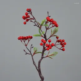 Dekorativa blommor Julskum Artifical Silver Gold Red Berry Bean Twig Branch för DIY Xmas Handmade Flower Bouquet Decoration