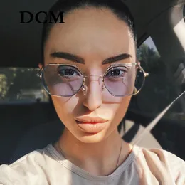 Güneş gözlüğü DCM Moda Kadın Metal Çerçeve Polygon Erkekler Bayanlar Vintage Sürüş Yeşil Pembe Şeffaf Lens Güneş Gözlükleri UV400