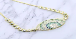 New Fashion Evil Eye Gold Color Round Round Tennis Bangelet for Women Paved Cle Cz Jewelry Fudledy for Wedding Enguction4273452