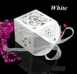 Whole New 200PcsSet Love Heart Wedding Party Favour Table Sweets Candy Boxes With Ribbon 7 Colors3297925