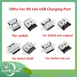 Aksesuarlar 10pcs Nintendo Switch için Orijinal Lite USB Şarj Portu Soketi NS Lite Konsol Güç Soketi Fiş Konektörü TypeC bağlantı noktası