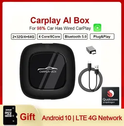 カーマルチメディアスマートボックスカープレイAIボックスプレーヤー4G 64G Android 10 Auto O Navigation for VW Ford More3113632