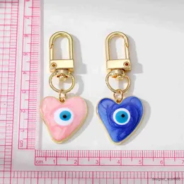 Keychains Bedanyards Fashion Keychain Heart Turkish Heart Ey Eye esmalte os chaveiros de chaves azuis para keyring da bolsa