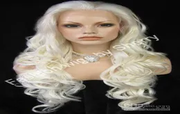 26quot Long 1001613 Bleached Blonde Heavy Density Heat Friendly Fiber Front Lace Synthetic Hair Wig2416280