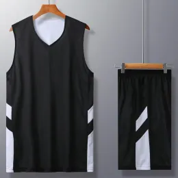 농구 남자 College Doubleside Basketball Jersys Suit DIY 맞춤형 남자 뒤 역전 농구 유니폼 세트 스포츠 키트