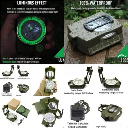 Utomhus Gadgets Compass Professional Militär Hög Precision Vattentät lysande Mtifunktion Compa Navigator Cam Survival EDC Drop de DHPVS