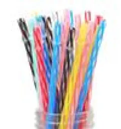 100st 9 tum återanvändbar plastdryck sugrör multikolorer Hård plastband PP Drink Straw With Brush3254842