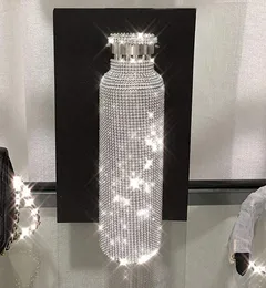 500 ml błyszczący diamentowy kubek ze stali nierdzewnej Bling Bling Rhinestone Water Bottle Przenośny czajnik zewnętrzny z LID7635128