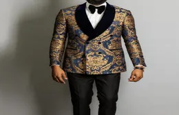 Nuovo elegante 2021 Costume Homme Scialle Lavana Black Jacquard Cena da pranzo da sposa abiti per matrimoni per uomini Prom smoking blazer custom 7402285