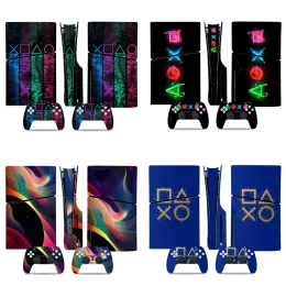 Наклейки GameGenixx PS5 Slim Disc Skin Geometry Geometry Geometry Защитная виниловая крышка виниловой обмотки Полный набор для консоли PS5 Slim Disc и 2 контроллеров