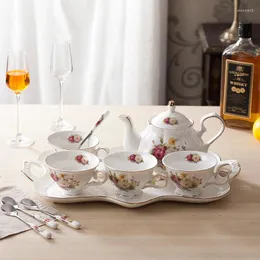 Tearware Define estilo europeu Rural Creative Fresh Coffee Tarde Tarde El e Club Bone Porcelain Set com bandeja