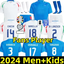 Euro Cup 2024 Italien Soccer Jersey Soccer Jerseys Player Version Maglie Da Calcio Totti Verratti Chiesa Italia 24 25 Football Shirts Men Set Kids Kit Uniform