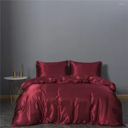 寝具セット3ピースセットキルトカバー純粋な色の絹のような贅沢