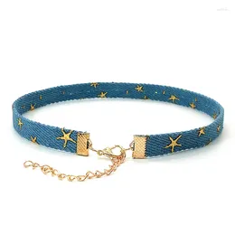 CHOKER BLU BLU DENIM GOTHIC Goth Punk Star Collana Personalità Vintage Clavicle Chain per donne Accessori per gioielli alla moda