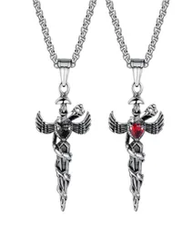 Stainless Steel Caduceus Angel Wing Symbol of Medicine Doctor Nurse Pendant Necklace For Mens Boys9820542