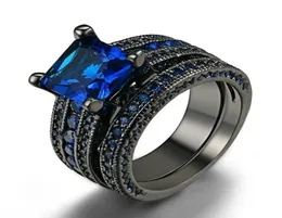 Casal Ring Men039S 316L ANELO ANEXO ANELAÇÃO MULHILERS039S 14KT BLACK Gold Gold Gold Blue Sapphire Wedding Ring5278041