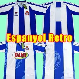 Retro RCD Espanyol R.D.T Soccer Trikots Home Puado Braithwaite Uniformen 98 99 Melamed Darder Exposito Mont Football Shirt Classic 1999 1999 1984 1989 84 89