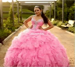 Sparkly Sequins Beaded Quinceanera Dresses 2019 Sweetheart Tiered Formal Vestidos De 16 Anos Puffy Cascading Ruffles Organza Prom 9400666