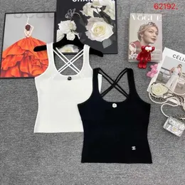 Women's Tanks & Camis designer 24ss New Small Fragrance Camellia series Flower Cross Strap Knitted Vest can be worn alone or inside Q6PH