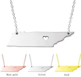 Stain Steel US Map State Delaware State S925 Silver Geometric Pendant Halsband Uttalande Halsband Charm smycken W8133663