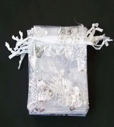 20x30 cm 100 pezzi White Butterfly Organza Wedding Gioielli Borse da regalo 70x90 mm borse da festa 701010345