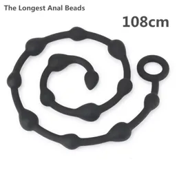 Novas contas anal mais longas de 108 cm de brinquedos sexuais de plug plug for woment e homens massageador de silicone massageador erótico Flirt Toy Drop Y19109697036