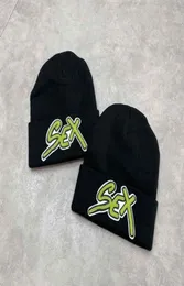 Hip Hop Kapağı Beanie Mattey Boy Seks Kayıtları İşlemeli Deri Patchwork Yün Örgü Soğuk Şapka Erkek Sarkık Beanie Mens Slouch Beanie B7391070