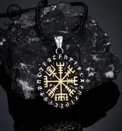 Anhänger Halsketten Klassische Norse 24 Runen Viking Compass Herren Amulett Vegvissir Edelstahlkette Isländischer Juweliergeschenke Giftspen1849052