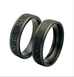 whole 36pcs New style black Roman numberals band rings mix stainless steel fashion charm men women party gift jewelry4171387