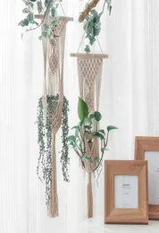 Macrame Hanger Planter Planter Hanger Plant Hanger Titular Balcony Decoração da parede Plantador de panela de cesto Bohemian Makrama 2108530731