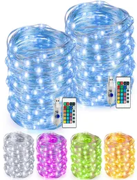 LED String Lights Multi Color Change String Lights مع بطارية USB عن بُعد مدعومة 33 قدمًا 100 LED مصابيح مزخرفة للحديقة 5863519