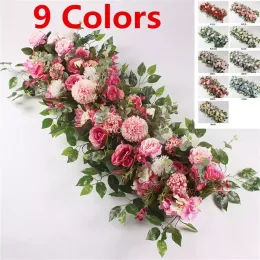 9 kolorów kwiaty dekoracyjne 100 cm DIY Wedding Flower Mursement Supplies Jedwabne Pionice Rose Artificial Row Decor Iron Arch Ceremonia Dekoracja 0413