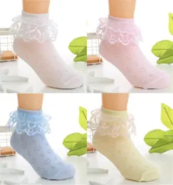 Kid Girls Knöchel hohe süße Spitze Rüfende Rüschen Baumwolle Prinzessin Socken Big Bow Girl Solid Color5008703