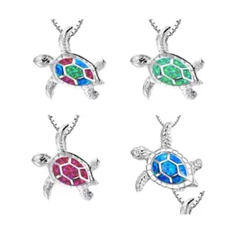 Anhänger Halskette Opal Turtle Halskette Sier Schmuck für Frau Mode süße 14 Farben Drop Lieferung Anhänger Dhllw