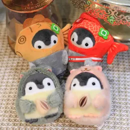 Popüler 4 inç pozitif enerji penguen 10cm bebek peluş oyuncak festivali doğum günü çocukları günü çift hediye çantası kolye anahtarlık kolye