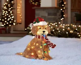 Obiekty dekoracyjne figurki Goldendoodle Holiday Living 36x16cm Świąteczne LED LED LIGE OP y Doodle Dog Decor With String Outdoor Dekoracja ogrodu 2211294081961