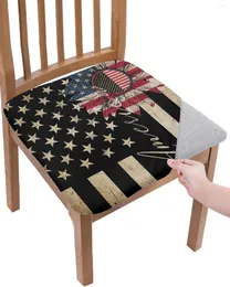 Chaves de cadeira American Flag Sunflower Retro Seat Cushion Capas de jantar esticadas Slipcovers para sala de estar em casa El Banquet