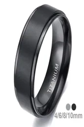 Anéis de casamento Eamti 46810mm Black Titanium Ring Man Banded Band Women Engagement Silver Color Bague femme Anneau Bijoux1579433