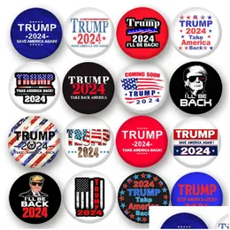 Party Favor Trump 2024 Badge Brooches Pins Valförsörjning håller Amerika bra 1,73 tum droppleverans hem trädgård festlig evenemang dhqoh